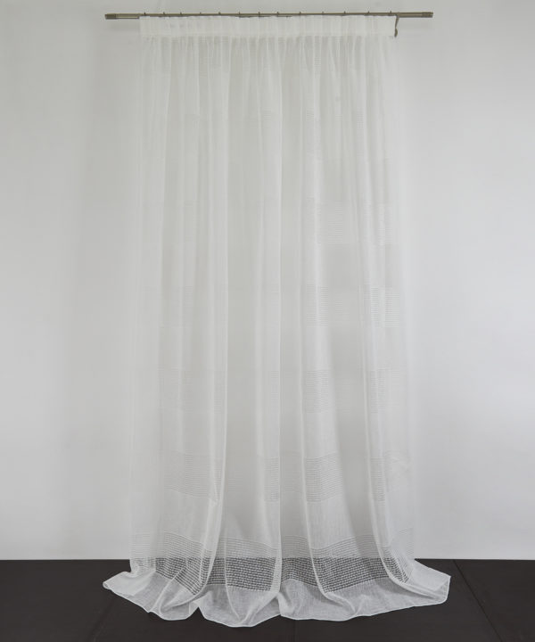 Tessuto Tenda GIULIETTA col. Bianco Naturale 0101 + Confezione sartoriale "piega fissa" SU MISURA €55.00 al metro