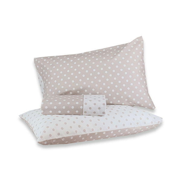 Parure Copripiumini 100% Cotone Pois Grande Beige Singolo