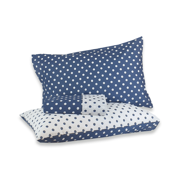 Parure Copripiumini 100% Cotone Pois Grande Blu Singolo