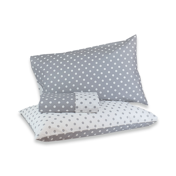 Parure Copripiumini 100% Cotone Pois Grande Grigio Singolo