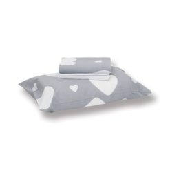 Completo-Lenzuola-Lettino-Love-Grigio