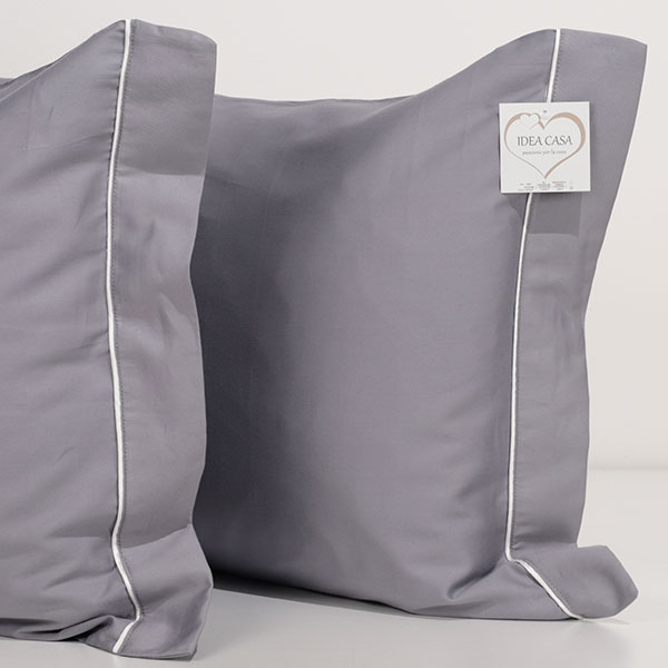 Federe In Cotone A Righe Melange Yard Hebden - Grigio, Coppia, Bordi Oxford - Foto 6