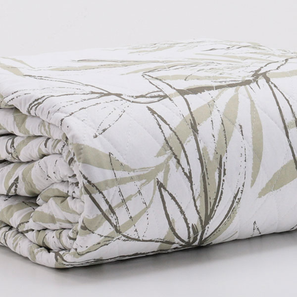 Copriletto 260x240 cm reversibile in tessuto beige e bianco