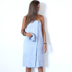 Telo Pareo Doccia + Fascia Capelli Avio