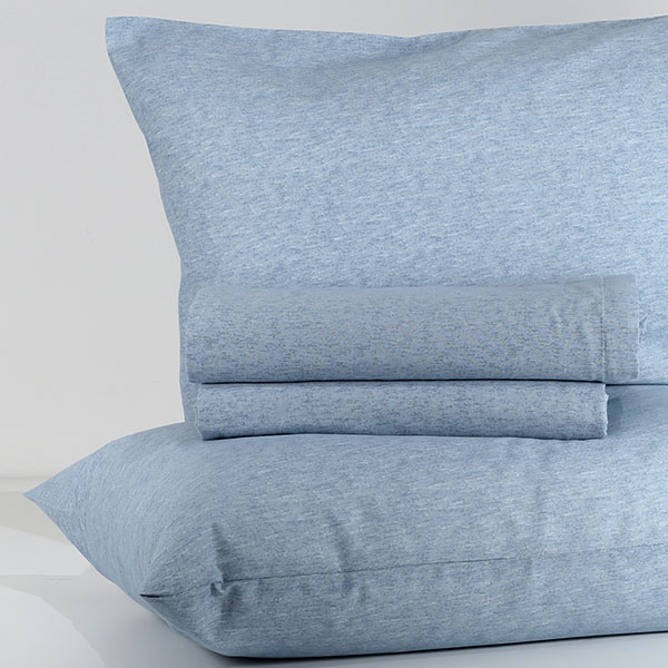 Andy & Helen Lenzuolo Letto Ricamato 100% Cotone Celeste - 3 Pezzi Con Federa, Misure Singolo - 3