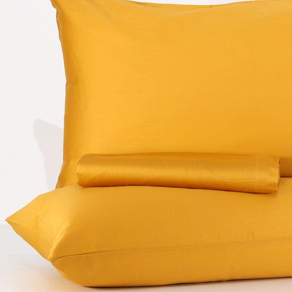 Parure-Lenzuola-Raso-di-Cotone-Eleganza-Ocra