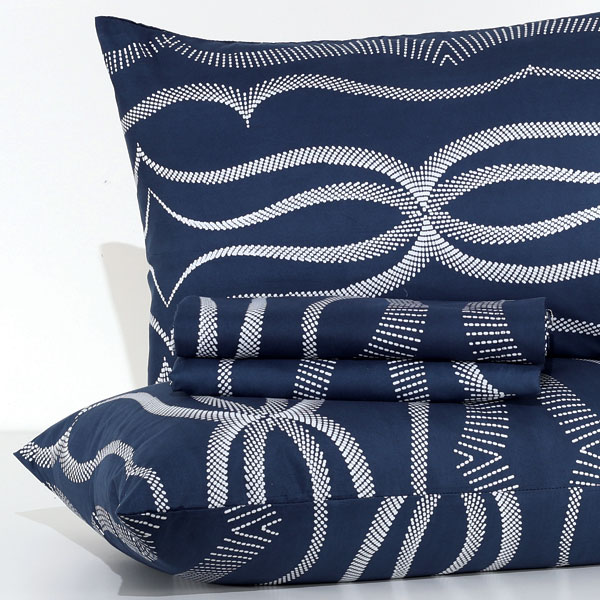 Completo-Lenzuola mano seta®-Nami-Blu