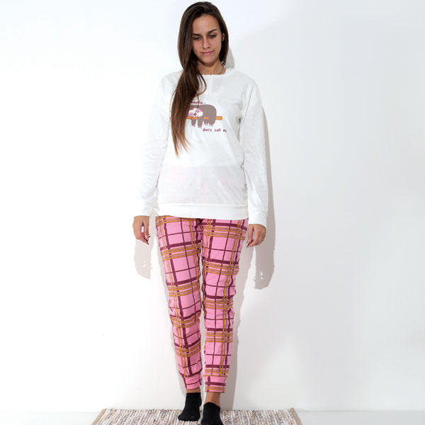 Pigiama-Caldo-Cotone-Bradipo-Crema