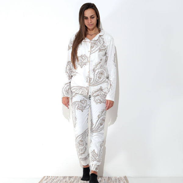 Pigiama-Caldo-Cotone-Jacquard-Crema