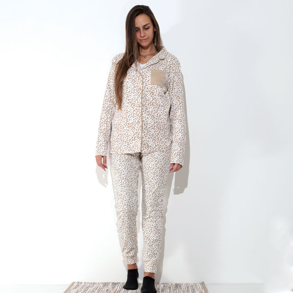 Pigiama-Caldo-Cotone-Maculato-Beige