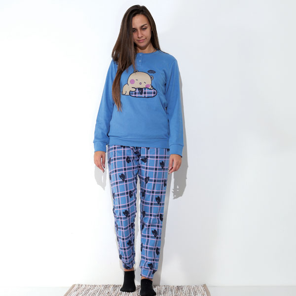 Pigiama-Caldo-Cotone-Orsetto-Nanna-Blu