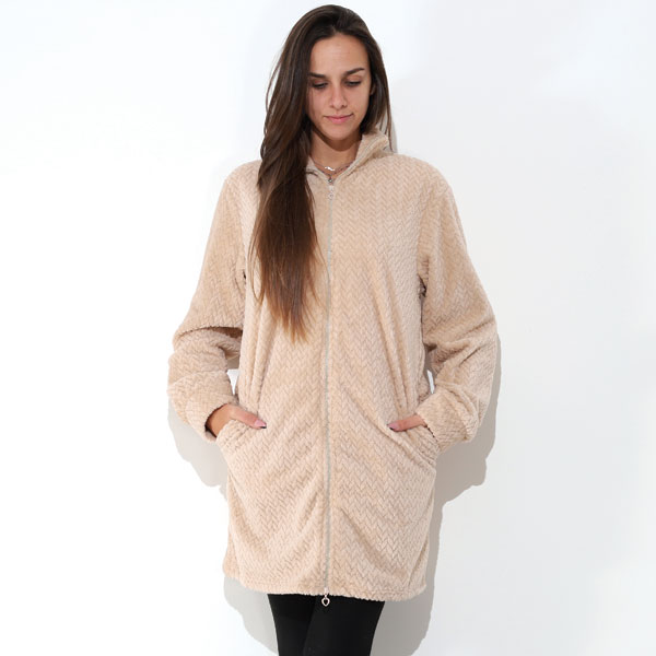 Vestaglia-con-Zip-Intreccio-Beige