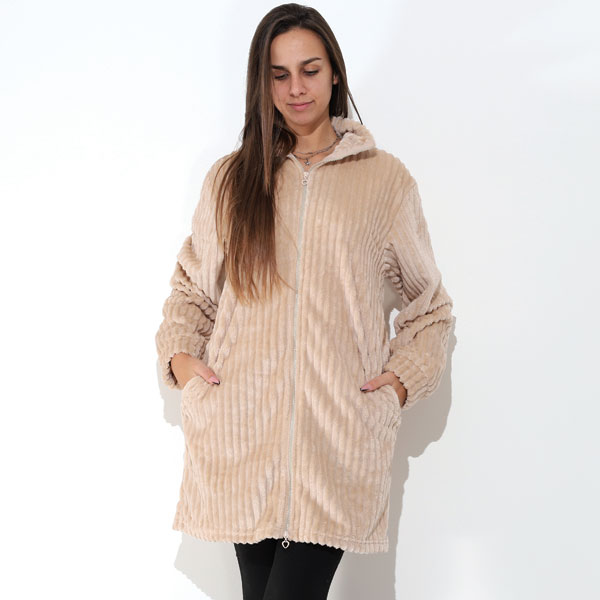 Vestaglia-con-Zip-Riga-Beige
