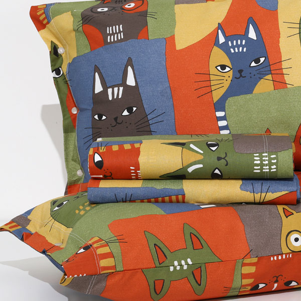 Completo-Lenzuola-Gatti-Miao-Multicolor