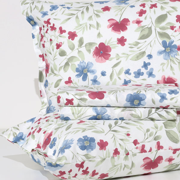 Completo Lenzuola 100% Cotone "Ginevra" - Fondo Bianco