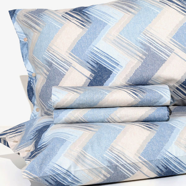 Completo Lenzuola 100% Cotone "Tokyo" - Blu