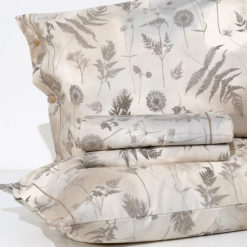 Completo Lenzuola 100% Cotone "Felce" - Tortora