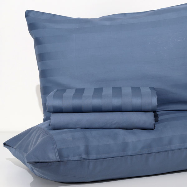 Completo Lenzuola 100% Raso di cotone "Florence" - Blu