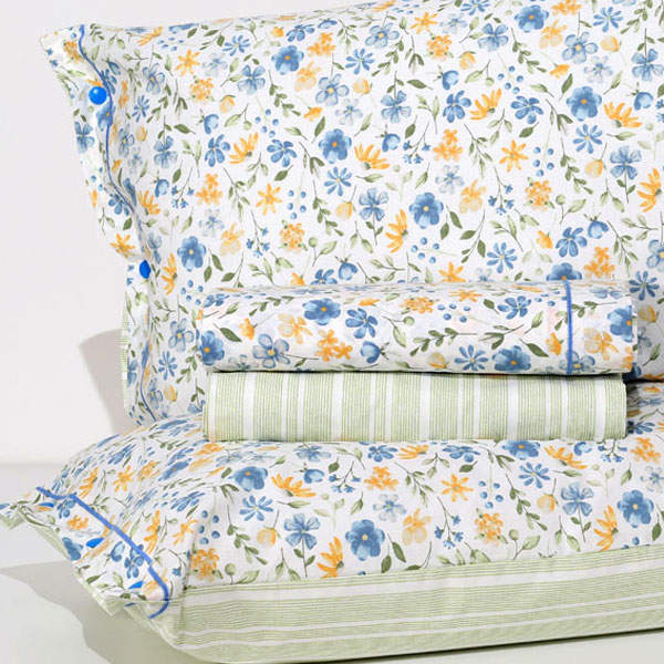 Completo Lenzuola 100% Cotone "Prato" - Blu