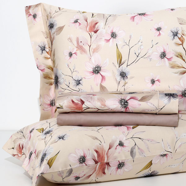 Completo Lenzuola Raso 60 Cotone 100%  Dafne