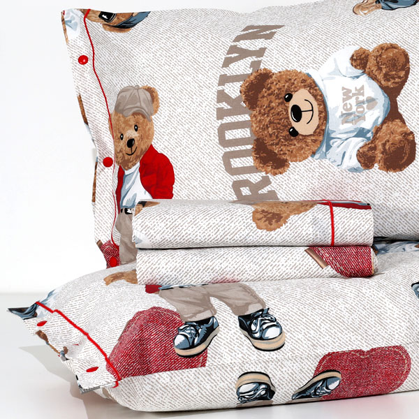 Completo Lenzuola 100% Cotone "Ted" - Rosso