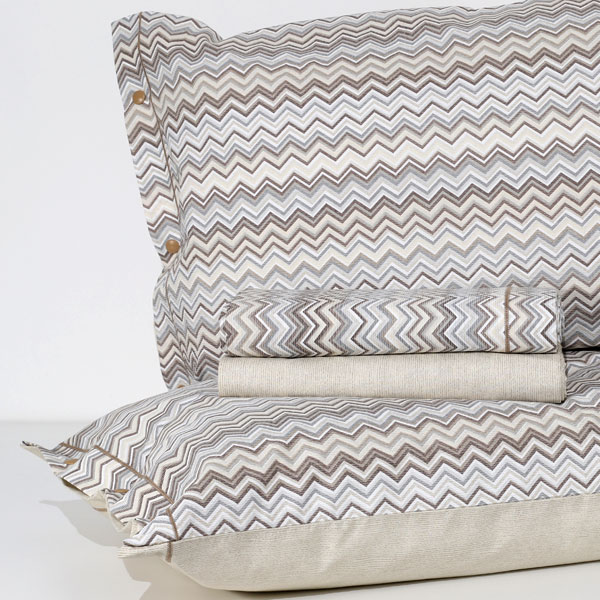 Completo Lenzuola 100% Cotone "Zig Zag" - Tortora