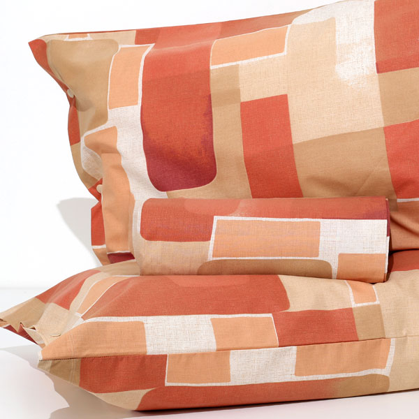 Parure Copripiumino 100% Cotone "Berlino" - Mattone