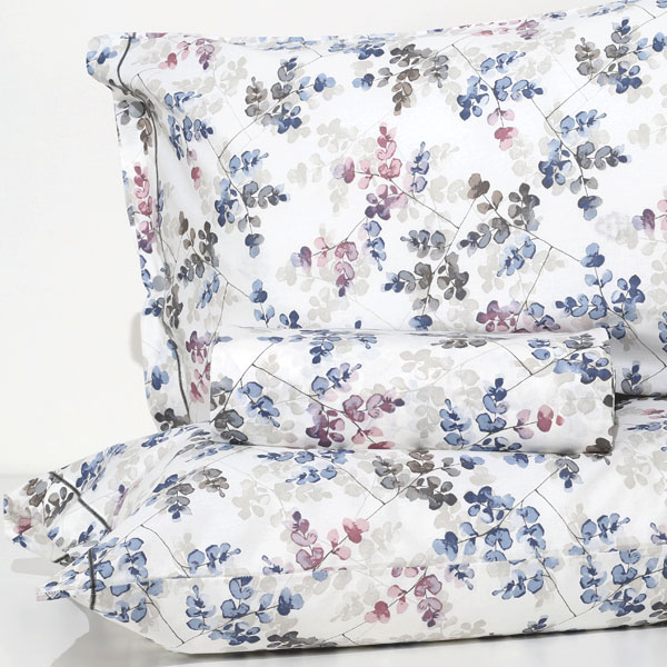 Parure Copripiumino 100% Cotone "Eucalipto" - Blu