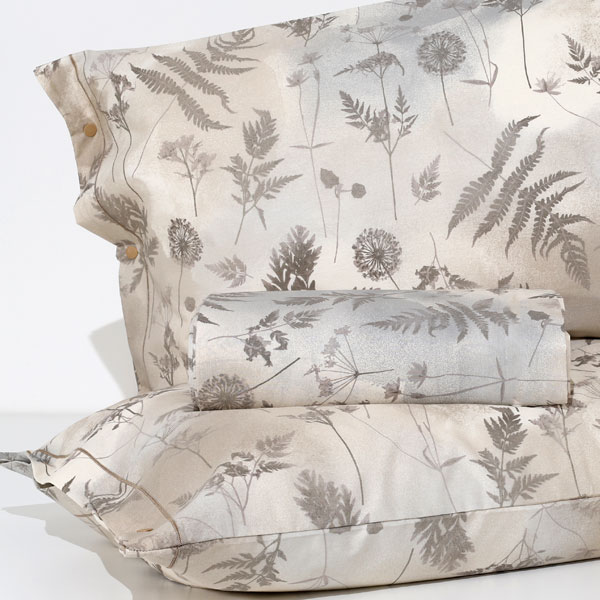Parure Copripiumino 100% Cotone "Felce" - Tortora 
