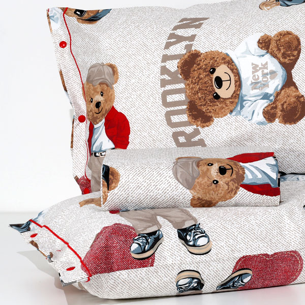 Parure Copripiumino 100% Cotone "Ted" - Rosso