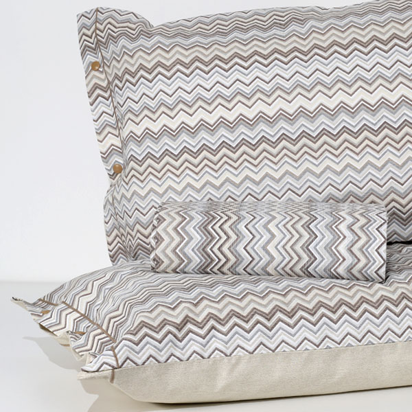 Parure Copripiumino 100% Cotone "Zig Zag" - Tortora