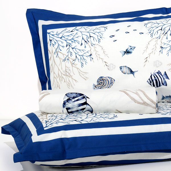 Parure Lenzuolo 100% Cotone / Copriletto Mare