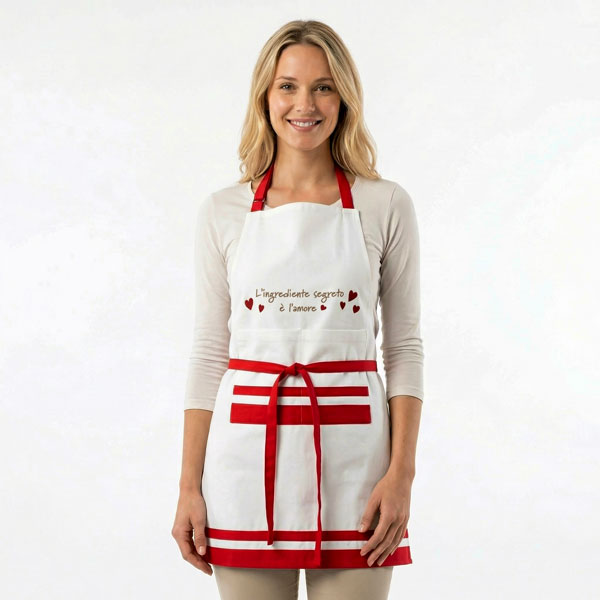 Grembiule con Ricamo "Innamorati" - Ingrediente Segreto 