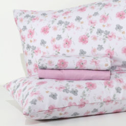 Completo Lenzuola 100% cotone "Myos" - Rosa