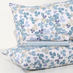 Completo Lenzuola 100% cotone "Trifoglio" - Azzurro