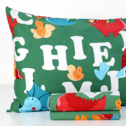 Completo-Lenzuola-Dino-Kids-100%-cotone-Verde