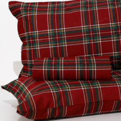 Parure-Copripiumino-Tartan-Chalet-Bordeaux-100%cotone